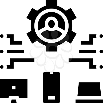 devices connection of user ugc glyph icon vector. devices connection of user ugc sign. isolated contour symbol black illustration