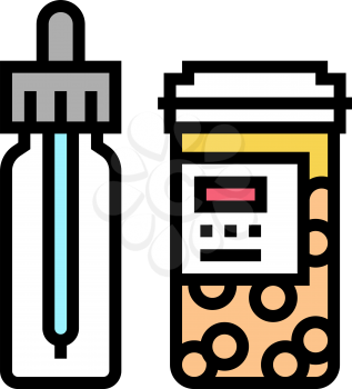 vitamin homeopathy package with pipette color icon vector. vitamin homeopathy package with pipette sign. isolated symbol illustration
