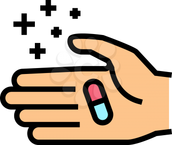 hand holding homeopathy pill color icon vector. hand holding homeopathy pill sign. isolated symbol illustration