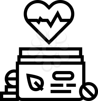 heart treatment homeopathy pills line icon vector. heart treatment homeopathy pills sign. isolated contour symbol black illustration