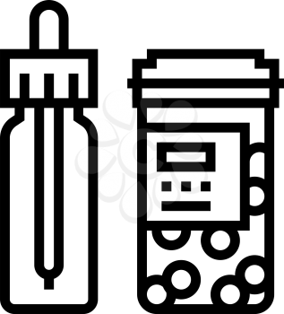 vitamin homeopathy package with pipette line icon vector. vitamin homeopathy package with pipette sign. isolated contour symbol black illustration