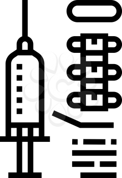 injection scoliosis treat line icon vector. injection scoliosis treat sign. isolated contour symbol black illustration