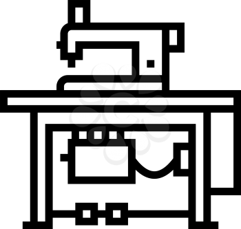sewing machine textile workplace line icon vector. sewing machine textile workplace sign. isolated contour symbol black illustration