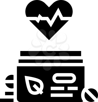 heart treatment homeopathy pills glyph icon vector. heart treatment homeopathy pills sign. isolated contour symbol black illustration