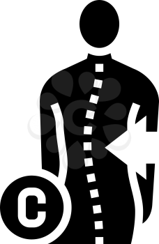 c-shaped scoliosis glyph icon vector. c-shaped scoliosis sign. isolated contour symbol black illustration