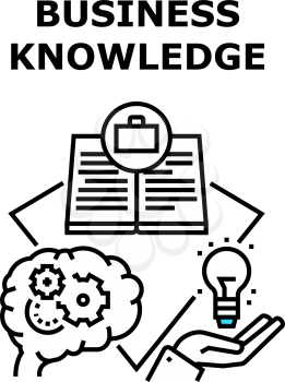 Business Knowledge Process Vector Icon Concept. Business Knowledge Process For Create Company Startup, Reading Book For Search Innovation Idea And Read Instruction Black Illustration