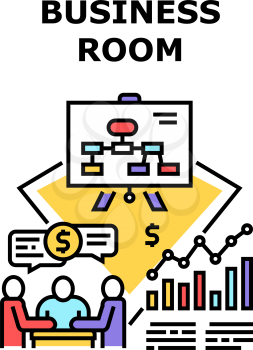 Business Room Vector Icon Concept. Business Room For Discussing With Employee Or Partner, Conference Startup Presentation Or Researching Annual Company Achievement Color Illustration