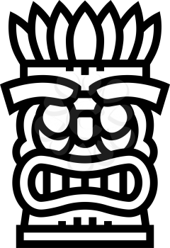 tiki mask line icon vector. tiki mask sign. isolated contour symbol black illustration