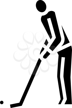 golf player playing game and hitting ball glyph icon vector. golf player playing game and hitting ball sign. isolated contour symbol black illustration