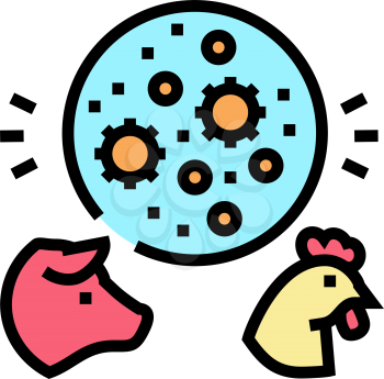flu domestic animal color icon vector. flu domestic animal sign. isolated symbol illustration