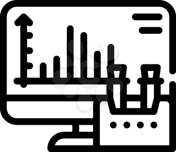 computer analysis of vaccine line icon vector. computer analysis of vaccine sign. isolated contour symbol black illustration