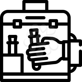 vacuum chamber for work with vaccine line icon vector. vacuum chamber for work with vaccine sign. isolated contour symbol black illustration