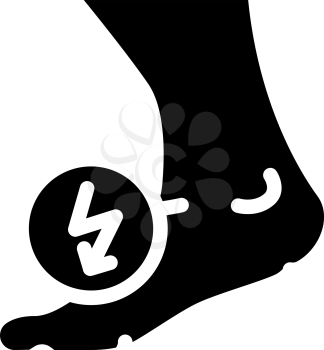 leg cutting ache when walking glyph icon vector. leg cutting ache when walking sign. isolated contour symbol black illustration