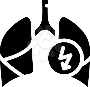 lungs cutting ache glyph icon vector. lungs cutting ache sign. isolated contour symbol black illustration