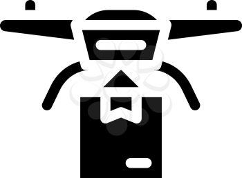 drone delivering glyph icon vector. drone delivering sign. isolated contour symbol black illustration