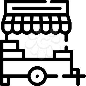 fast food cart line icon vector. fast food cart sign. isolated contour symbol black illustration