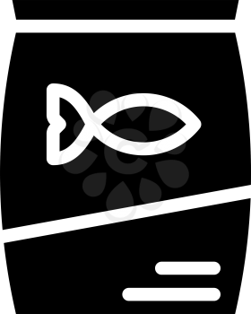 fish feeding bag for cat glyph icon vector. fish feeding bag for cat sign. isolated contour symbol black illustration