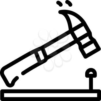 nailing hammer line icon vector. nailing hammer sign. isolated contour symbol black illustration