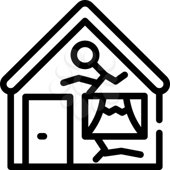broken damaged house line icon vector. broken damaged house sign. isolated contour symbol black illustration