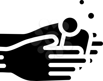 washing hand with soap glyph icon vector. washing hand with soap sign. isolated contour symbol black illustration