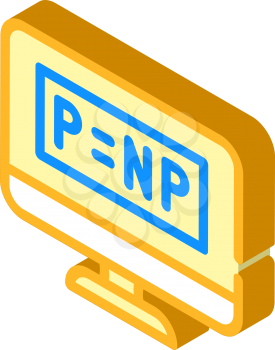 P vs NP unsolved problem in computer science isometric icon vector. P vs NP unsolved problem in computer science sign. isolated symbol illustration