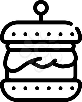 hamburger with vegan cutlet line icon vector. hamburger with vegan cutlet sign. isolated contour symbol black illustration