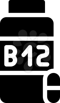 vitamins b12 glyph icon vector. vitamins b12 sign. isolated contour symbol black illustration