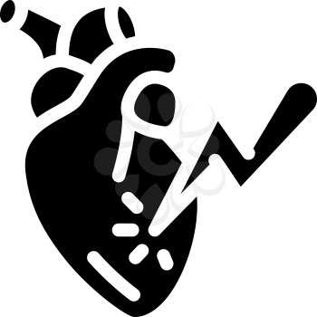 heart attack glyph icon vector. heart attack sign. isolated contour symbol black illustration