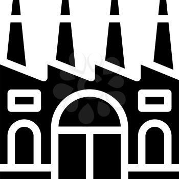 industry factory building glyph icon vector. industry factory building sign. isolated contour symbol black illustration