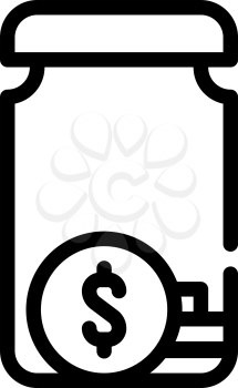 bottle with money line icon vector. bottle with money sign. isolated contour symbol black illustration