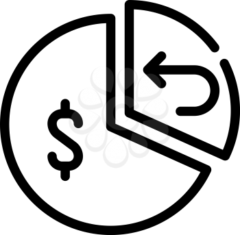 pie chart cashback and purchaise line icon vector. pie chart cashback and purchaise sign. isolated contour symbol black illustration