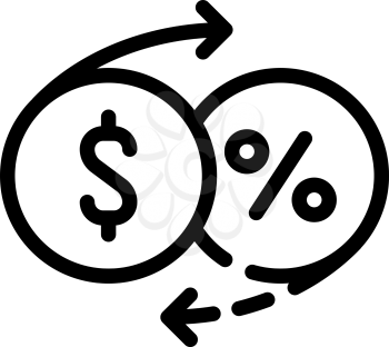 money percentage return line icon vector. money percentage return sign. isolated contour symbol black illustration