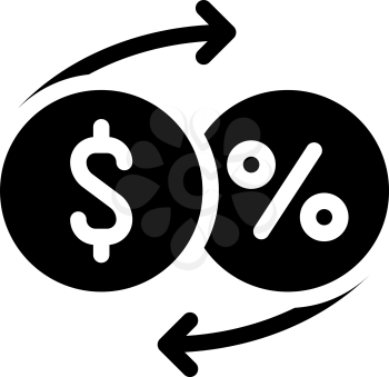 money percentage return glyph icon vector. money percentage return sign. isolated contour symbol black illustration