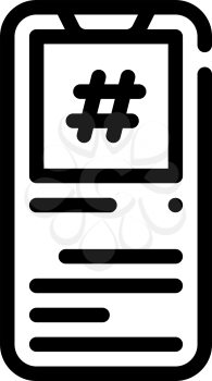 hashtag mobile screen line icon vector. hashtag mobile screen sign. isolated contour symbol black illustration
