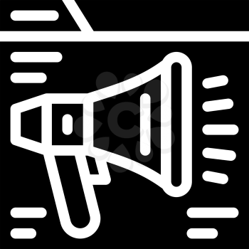 loudspeaker on web site glyph icon vector. loudspeaker on web site sign. isolated contour symbol black illustration