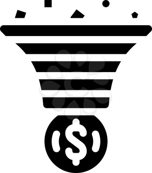 advertising traffic filtration money glyph icon vector. advertising traffic filtration money sign. isolated contour symbol black illustration