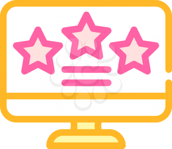 review stars on computer screen color icon vector. review stars on computer screen sign. isolated symbol illustration