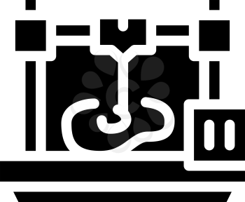 printing prostheses on 3d printer glyph icon vector. printing prostheses on 3d printer sign. isolated contour symbol black illustration