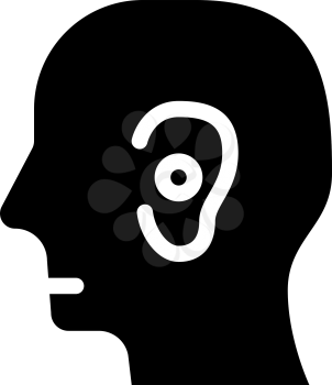 plastic surgery, ear loss glyph icon vector. plastic surgery, ear loss sign. isolated contour symbol black illustration