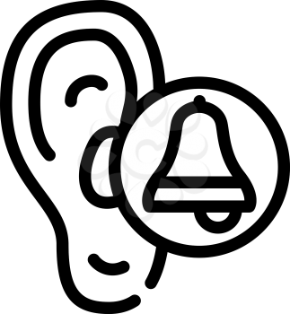 ear hear bell sound line icon vector. ear hear bell sound sign. isolated contour symbol black illustration