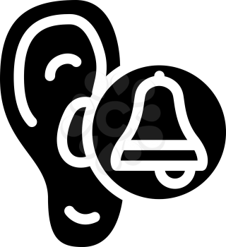 ear hear bell sound glyph icon vector. ear hear bell sound sign. isolated contour symbol black illustration