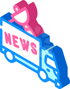 news car truck isometric icon vector. news car truck sign. isolated symbol illustration