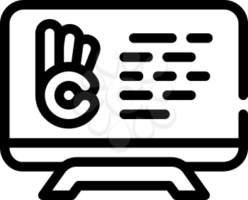 sign language translation and subtitling line icon vector. sign language translation and subtitling sign. isolated contour symbol black illustration