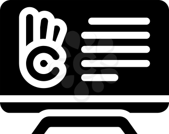 sign language translation and subtitling glyph icon vector. sign language translation and subtitling sign. isolated contour symbol black illustration