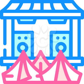 tent camp near stage color icon vector. tent camp near stage sign. isolated symbol illustration