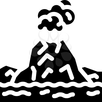 island with volcano glyph icon vector. island with volcano sign. isolated contour symbol black illustration