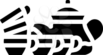 dish set for tea glyph icon vector. dish set for tea sign. isolated contour symbol black illustration