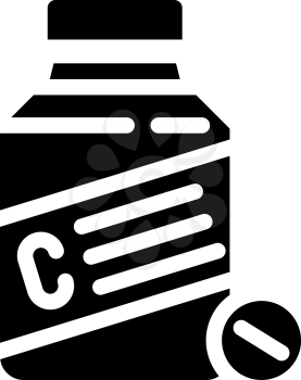 vitamin c glyph icon vector. vitamin c sign. isolated contour symbol black illustration