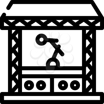 stage with microphone line icon vector. stage with microphone sign. isolated contour symbol black illustration