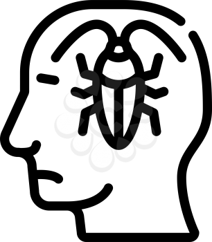 cockroaches in head, neurosis problem line icon vector. cockroaches in head, neurosis problem sign. isolated contour symbol black illustration